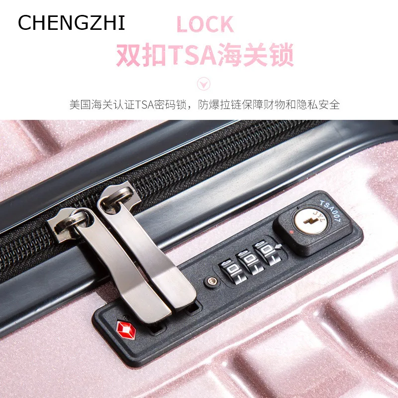 CHENGZHI 2" 24" дюймовый персональный Блестящий багаж для девочек, Спиннер, тележка для женщин, Дорожный чемодан, универсальное колесо