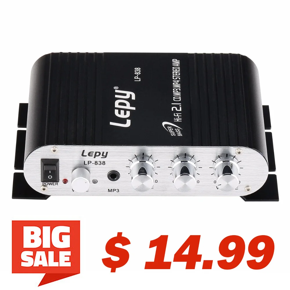 Lepy LP 838 мини Hi Fi 2 1 Автомобиль 3 канала разъем Усилитель сабвуфер MP3 MP4 Стерео Плеер