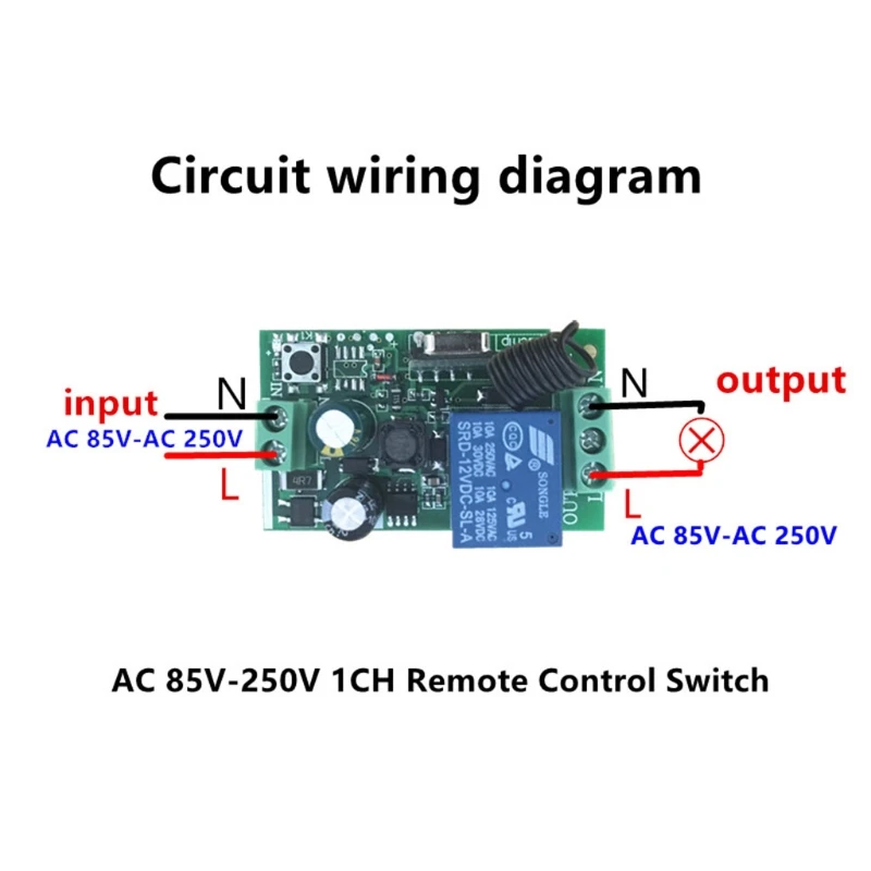 AC 220V 1CH RF 433MHz беспроводной пульт дистанционного управления переключатель модуль
