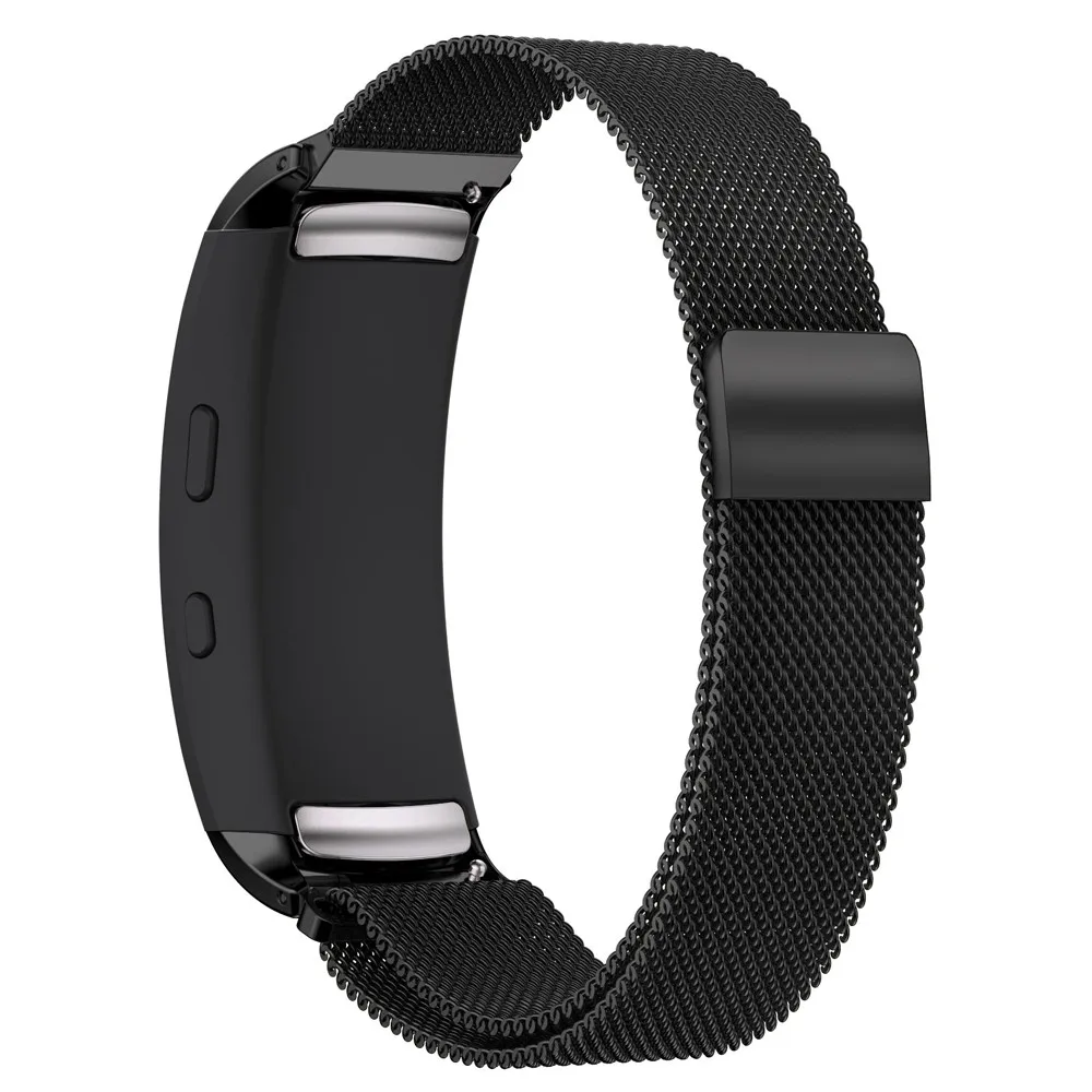 Black Миланская Петля из нержавеющей стали ремешок для samsung gear Fit 2 Smart Смарт-часы замена наручный браслет дышащий ремешок - Цвет ремешка: Black