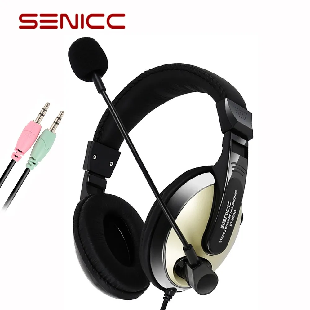 SENICC ST-2688 Музыка гарнитура для ПК 3.5 мм Двухместный вилки | Гибкий микрофон и регулируемый кронштейн