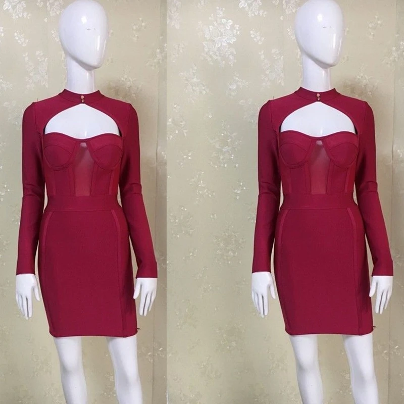 2019 летние missso Для женщин пикантные с длинным рукавом Bodycon выдалбливать до колен