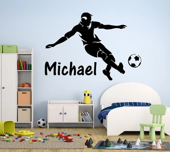 Name Wall Stickers Soccer Sports Vinyl Decals Wallpaper Bedroom Wall Decoration Children Room Ornament Stickers Muraux A064
