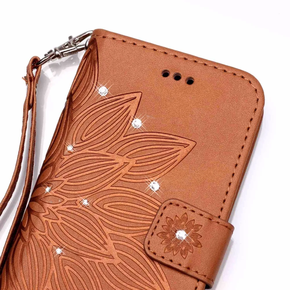 3D Блестящий Чехол бумажник с кристаллами и стразами откидной кожаный чехол для