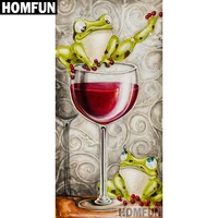 homfun full squareround drill 5d diy diamond painting frog red wine 3d embroidery cross stitch 5d home decor gift a00605