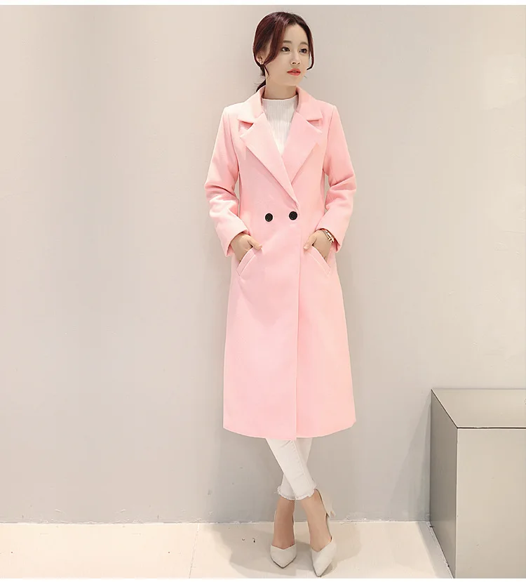 2017 новое корейское Красное длинное пальто выше колена Женская хлопковая