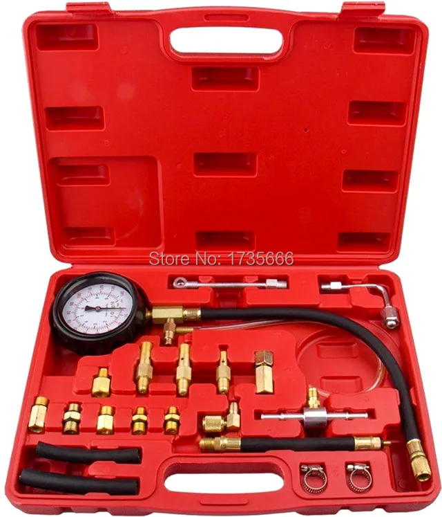 

140PSI Fuel Injection Pump Pressure Injector Tester Test Pressure Gauge Kit With Case
