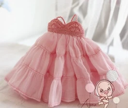 pink dress 1 шт., Элегантные цветы, соломенная шляпа, розовая солома, с повязкой, синяя футболка, платье, юбка для брекета, для Blyth licca 1/6, аксессуары для кукол - Цвет: pink dress
