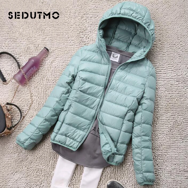 SEDUTMO, зимние, размера плюс 4XL, женские пуховики, короткий, ультра-светильник, пуховик с капюшоном, куртка-пуховик, Осенние парки ED034