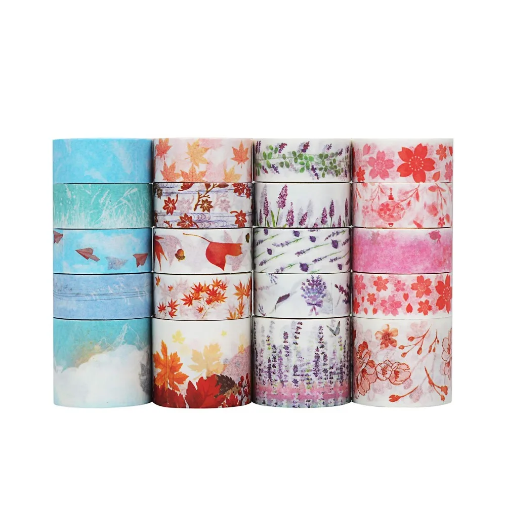 Набор декоративного скотча Васи 5 рулонов цветов сезон маскировки клейких лент