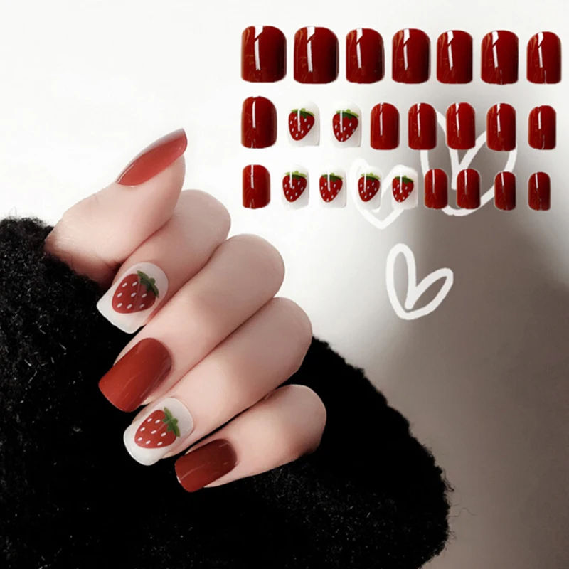 24 шт Стильный пресс на поддельные ногти с милым дизайном коробки короткие