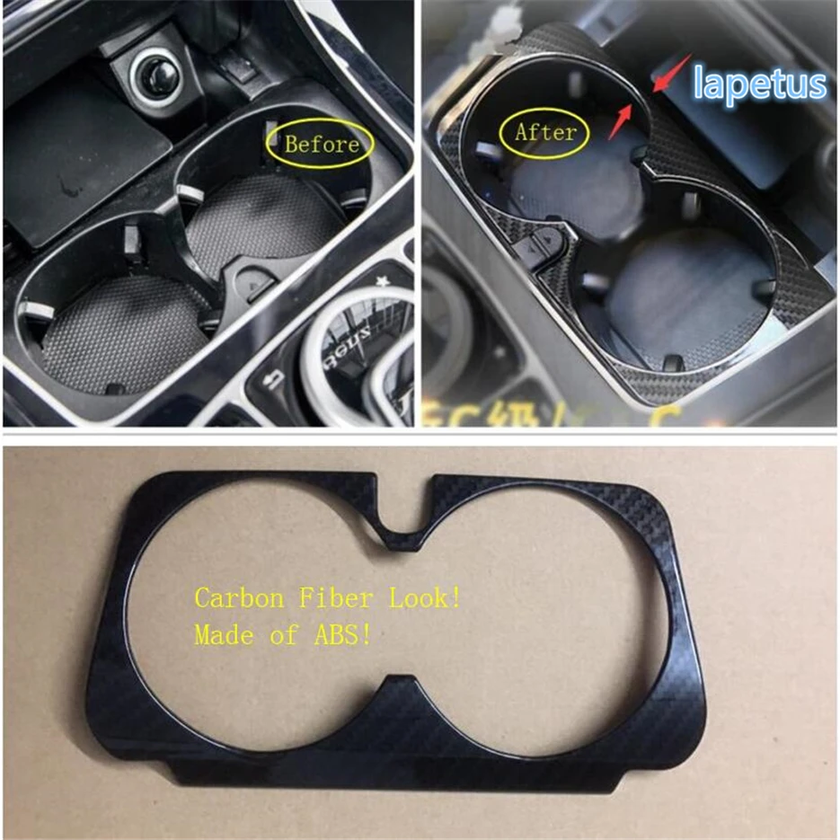 Lapetus Front Seat Water Cup Holder Decoration Frame Cover Kit Matte Carbon Fiber ABS Fit For Mercedes Benz GLC X253 2016 - 2019 |