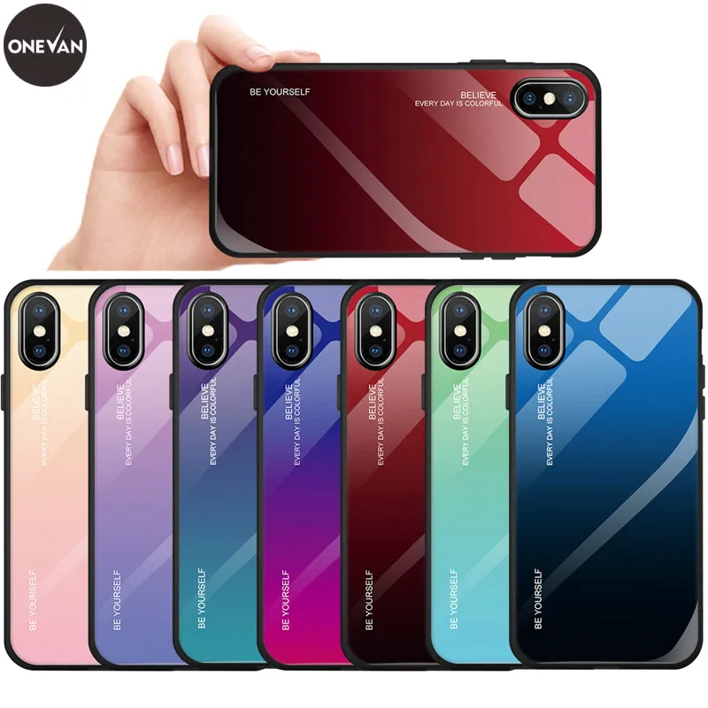 ONEVAN Модный чехол для телефона противоударный бампер закаленное стекло iPhone X XS XR Max