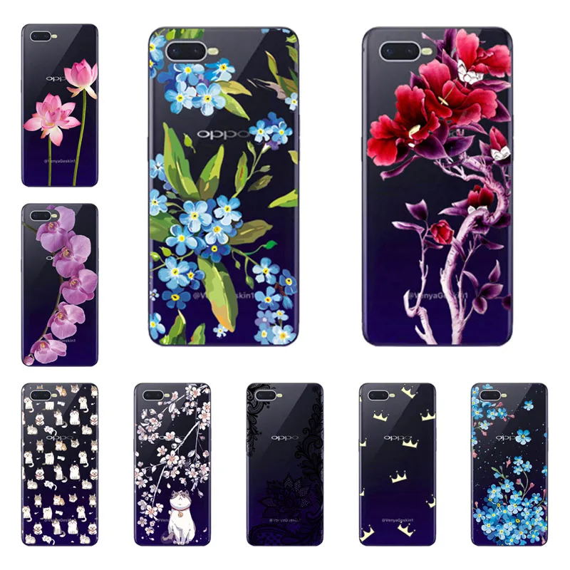 Чехол для oppo F9 pro силиконовый черный чехол с цветочным рисунком мягкий из ТПУ