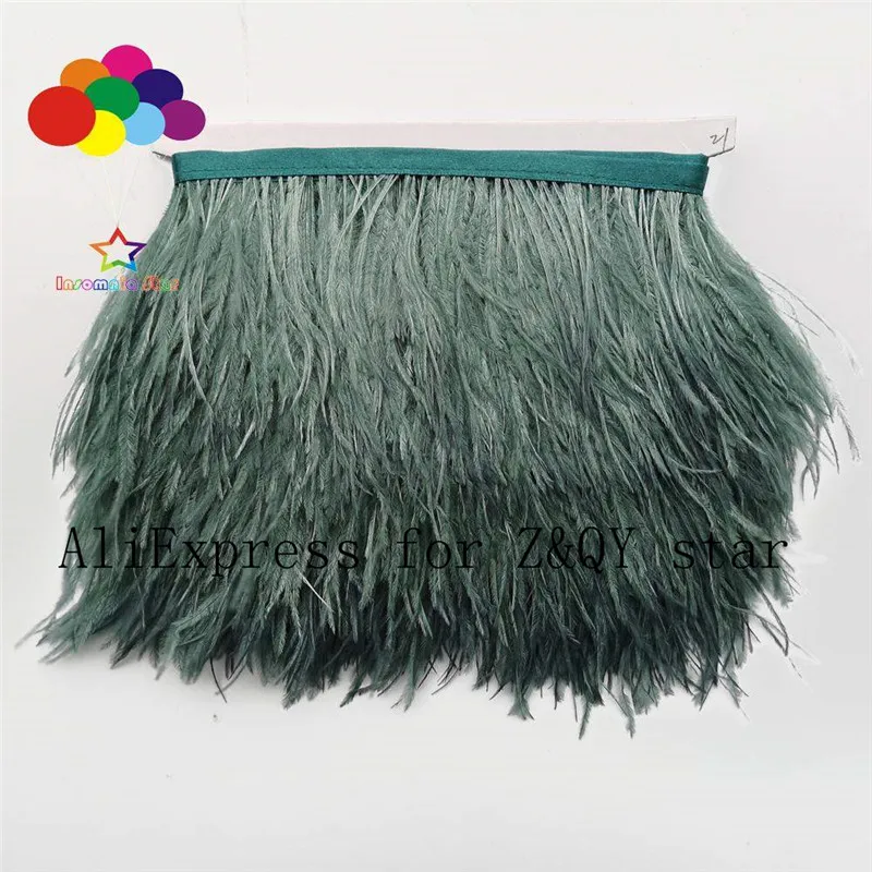 Z & Q Y натуральные красивые окрашенные Страусиные волосы серого и зеленого цвета