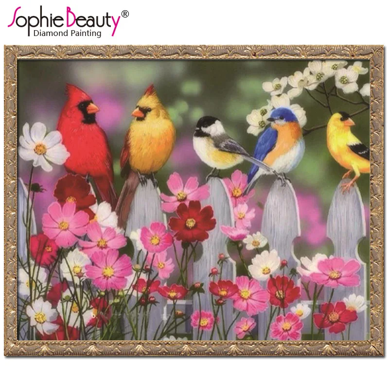 

Sophie Beauty Diy Алмазная картина вышитая крестом ручная работа вышивка цветок и птица шитье Рукоделие Алмазная мозаика набор