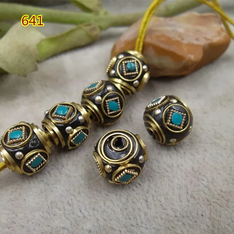 5 шт./лот винтажные Непальские медные металлические бусины с шармами 12x13 мм