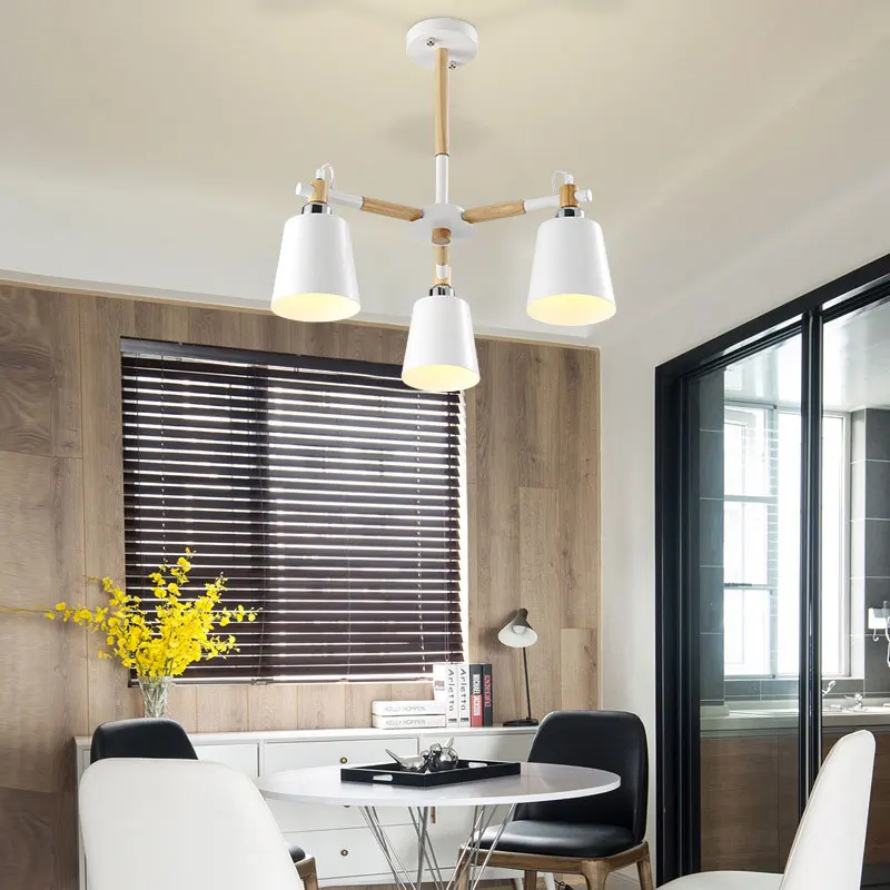 Деревянная люстра в скандинавском стиле 083 домашняя лампа для гостиной Железный