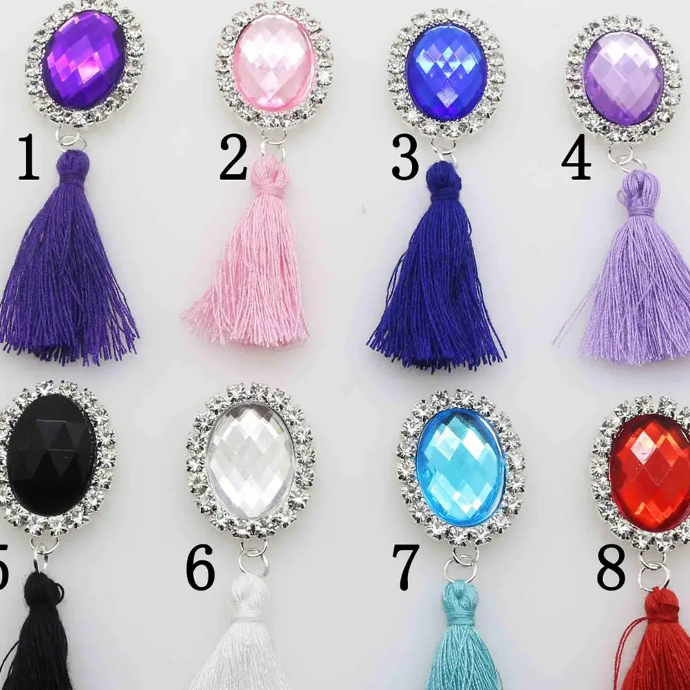 mix color Новинка, 10 шт./партия, 57 мм* 20 мм, круглые металлические стразы/Акриловые пуговицы, свадебные пуговицы/плоские волосы, цветы, скрапбукинг - Цвет: mix color