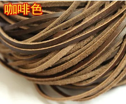 Плоские кожаные шнуры/полоски/шнурки 3x2 мм для самостоятельного изготовления