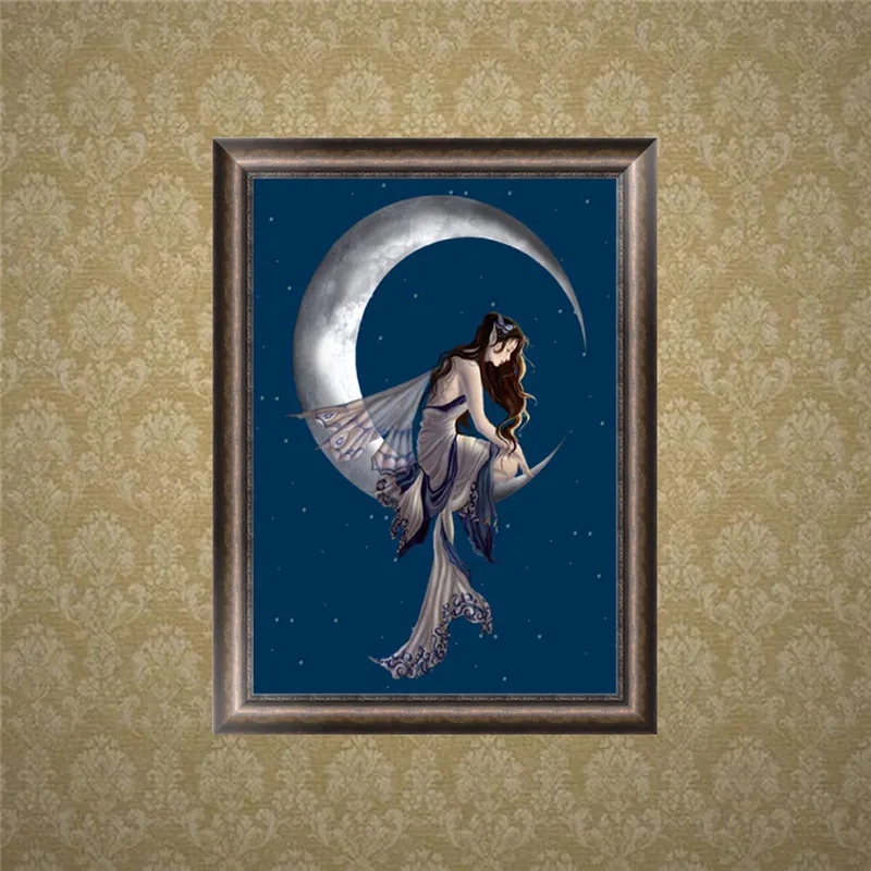 FineTime 5D DIY Diamond Painting Embroidery Moon Goddess Craft Cross Stitch Home Decor mural | Дом и сад