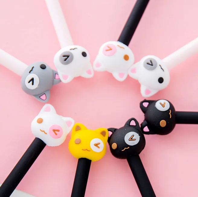 4 шт./компл. Kawaii cat Ручка гелевая милые канцелярские материал офисные школьные принадлежности, блокноты