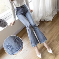elastic skinny jeans woman high waist plus size new jeans denim korean flare embroidered pants stretch jeggings trousers 2xl
