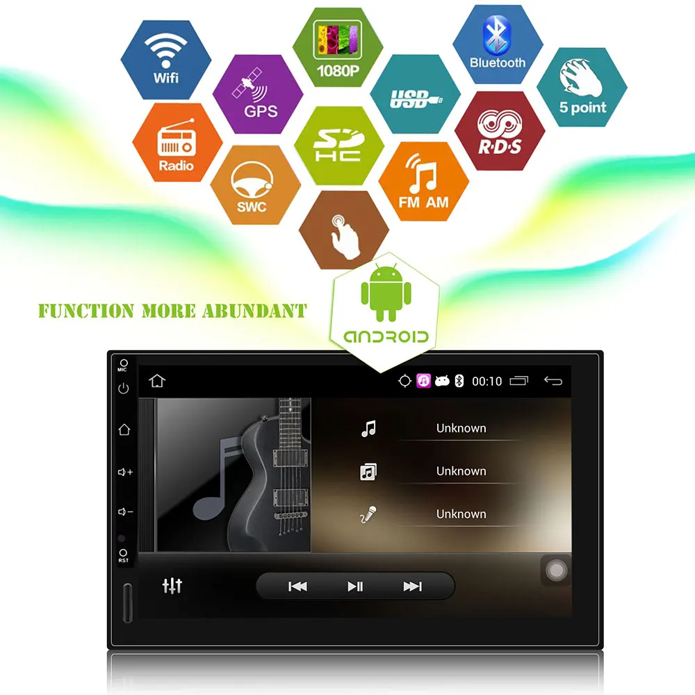 Автомагнитола с 7 дюймовым дисплеем четырёхъядерным процессором ОЗУ 16 ГБ ПЗУ 5 1