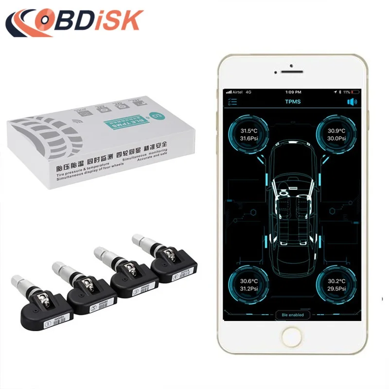 Bluetooth 4 0 умный автомобиль TPMS шина система мониторинга давления в шинах приложение