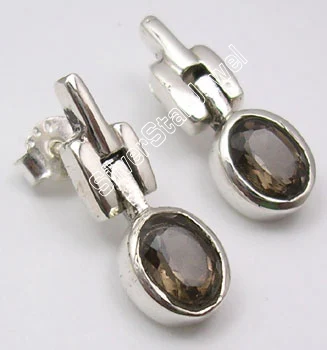 SMOKY QUARTZ Серебро натуральный гранат s серьги 2.1CM1 пара сережек религиозные украшения вариации - Окраска металла: SMOKY QUARTZ