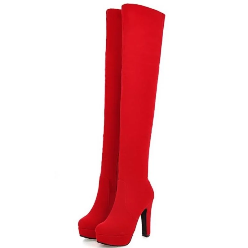 ZALAVOR Size 33-43 Woen Over Knee Platform Boots Zipper High Heel Warm Fur Shoes Cold Winter Long Botas Women Footwears | Обувь