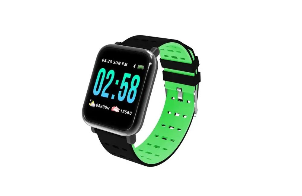 green A6 смарт-браслет reloj inteligente часы фитнес-трекер умный Браслет IP67 водонепроницаемый браслет мужские умные часы - Цвет: green