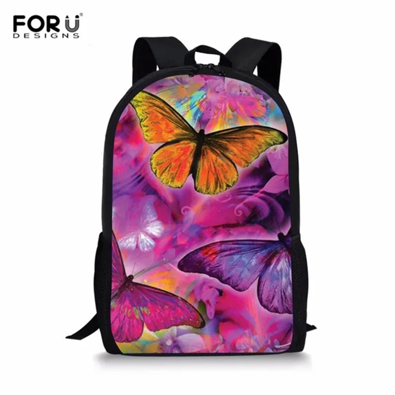 FORUDESIGNS/Детские Школьные Рюкзаки Мода 3 шт./компл. с рисунком «бабочки», сумки для девочек подростков прикольные книжные сумки - Цвет: MA185C