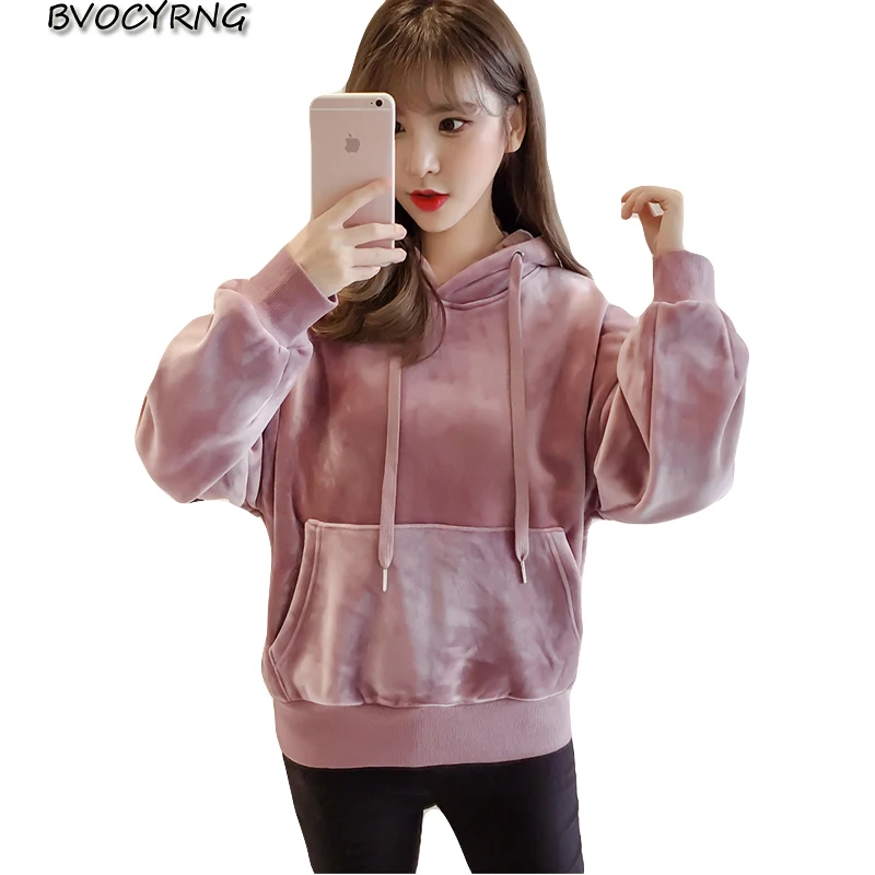 

NewAutumn Winter Women Sweatshirts Gold velvet Thick Girl Hoodies Fashion Hoody Pullover Tops Short Leisure Student Coat Female