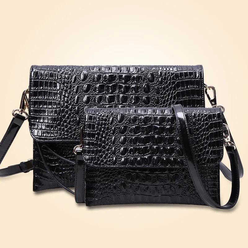 2018 женские сумки клатчи винтажные из коровьей кожи с крокодиловым узором конверт