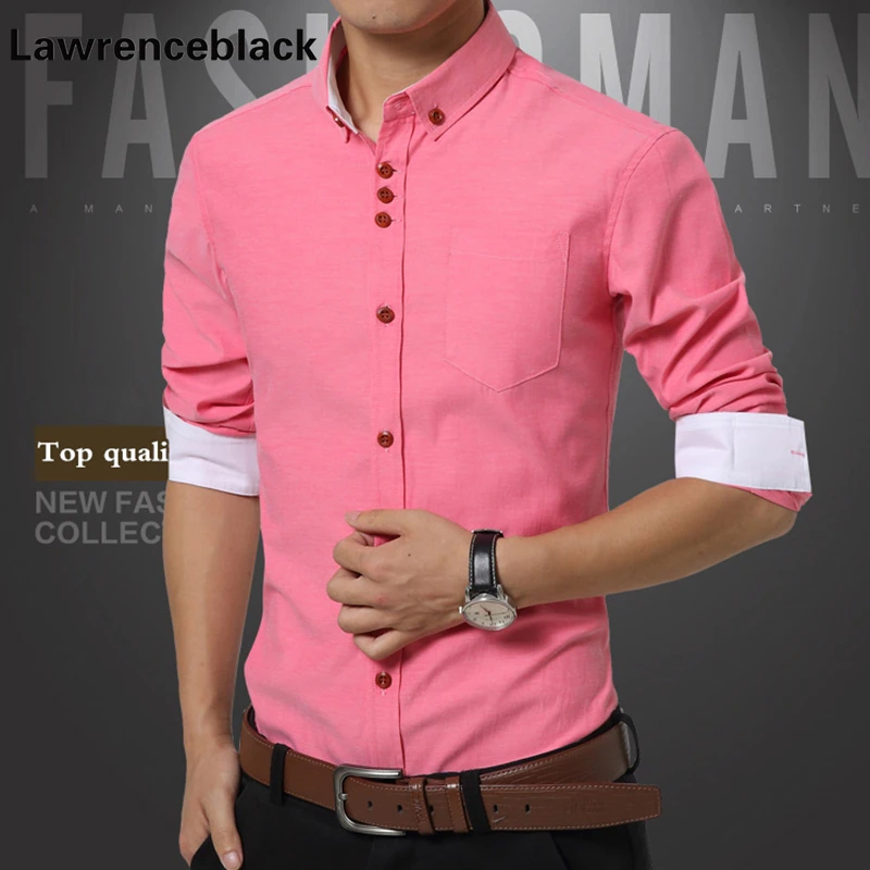 Мужская одежда Рубашки для мальчиков твердых Classic Fit Рубашки для мальчиков социальных CHEMISE Homme Розовый Повседневная рубашка мужская плюс Размеры официальная рубашка бренд мужской одежды 538