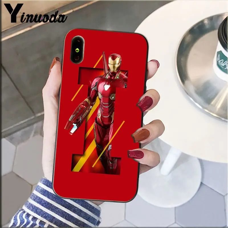 Yinuoda Marvel Avengers4 Железный человек черный мягкий силиконовый чехол для телефона Apple