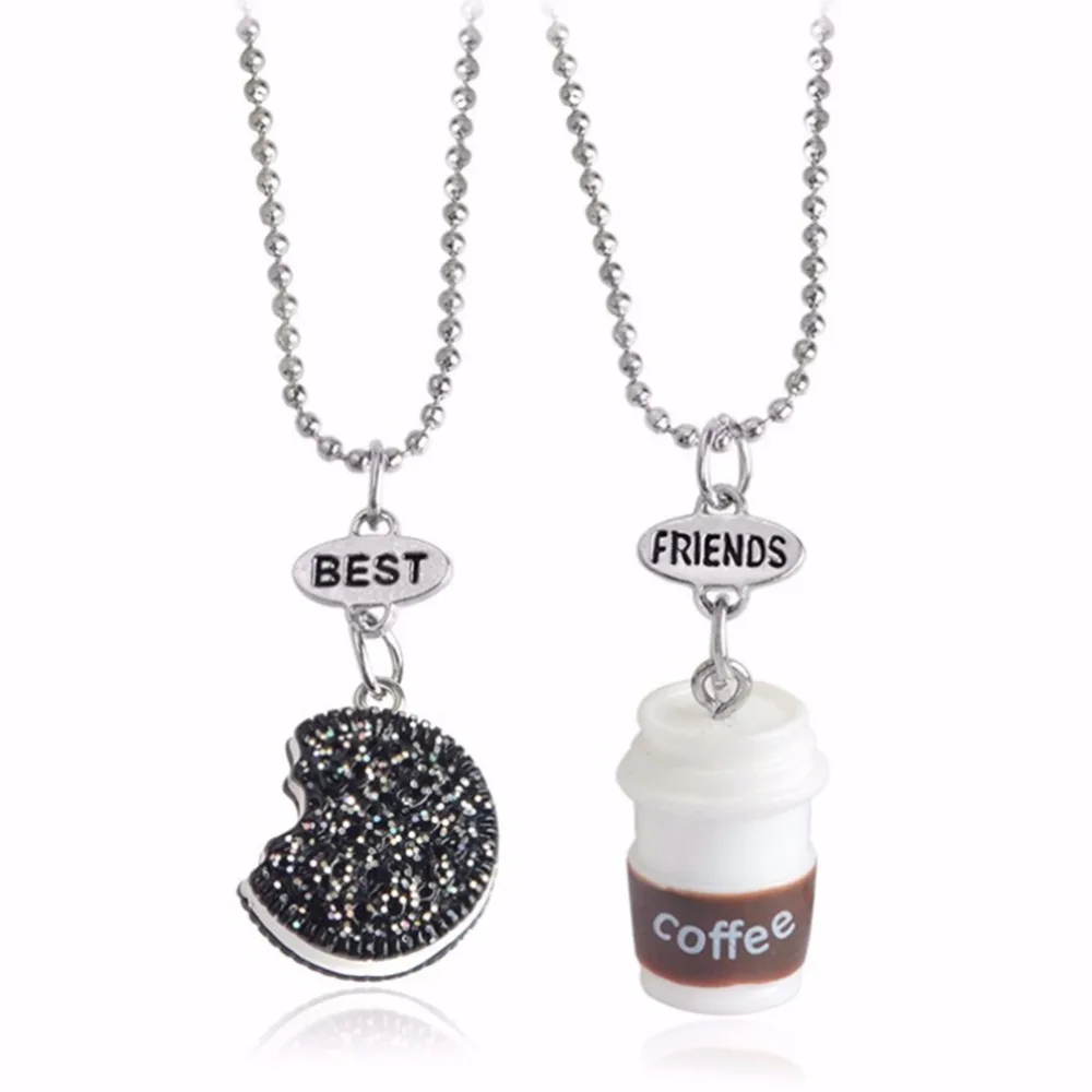2 шт./компл. ожерелье BFF для друзей кофе и Oreo с блестящим бисквитом Детская
