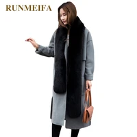 runmeifa solid color simulation fox fur pashminas for women winter warm scarf collar shawl wraps female stole noble fur scarves