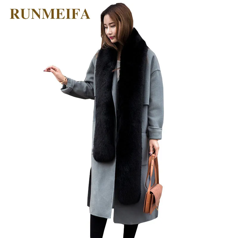 RUNMEIFA однотонная имитация лисы меховая шаль для женщин Зимний теплый воротник