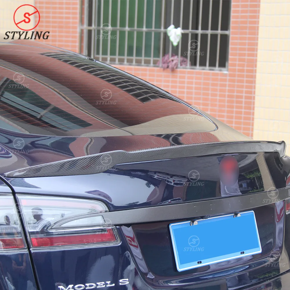 УГЛЕРОДНЫЙ Задний спойлер R стиль для Tesla модель S заднего багажника крыла черный