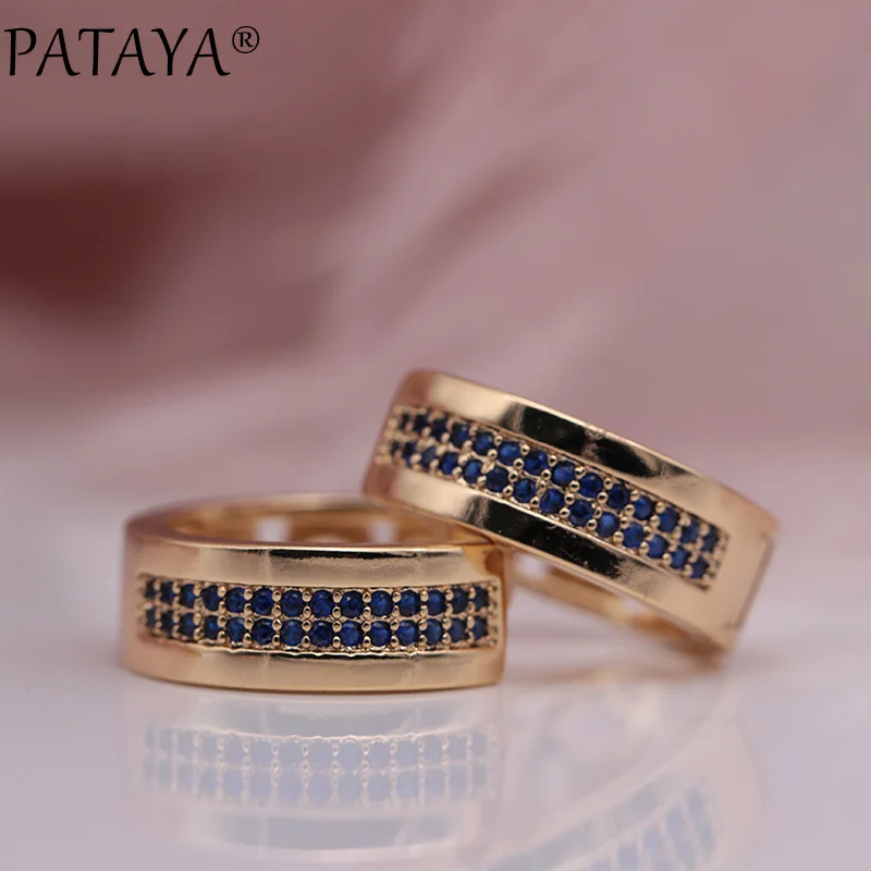 sapphire PATAYA, новинка 585, розовое золото, микро воск, инкрустация, четыре цвета, натуральный циркон, свисающие серьги, для женщин, прекрасный стиль, цветы, резьба, ювелирное изделие - Окраска металла: sapphire