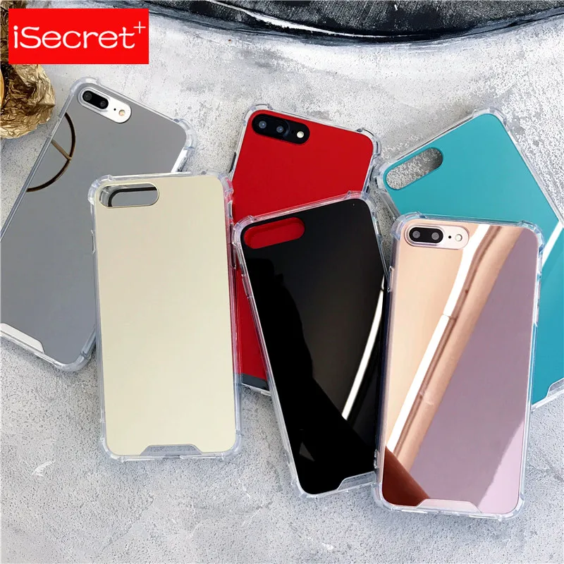 Зеркальные Чехлы iSecret для телефонов iPhone 7 8 Plus защитный чехол из ТПУ X 6 S милый