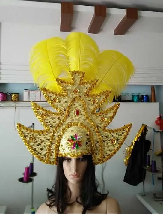 Латинские танец самба аксессуары Модный изысканный головной убор с перьями