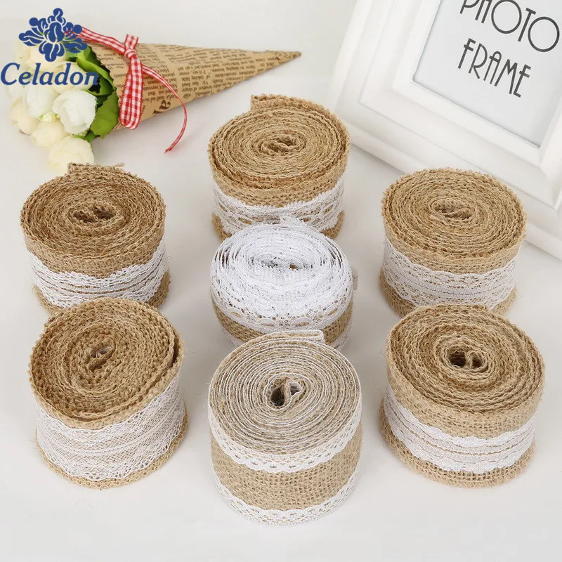 5 см винтажные Свадебные центральные части украшения из сизаля с кружевной