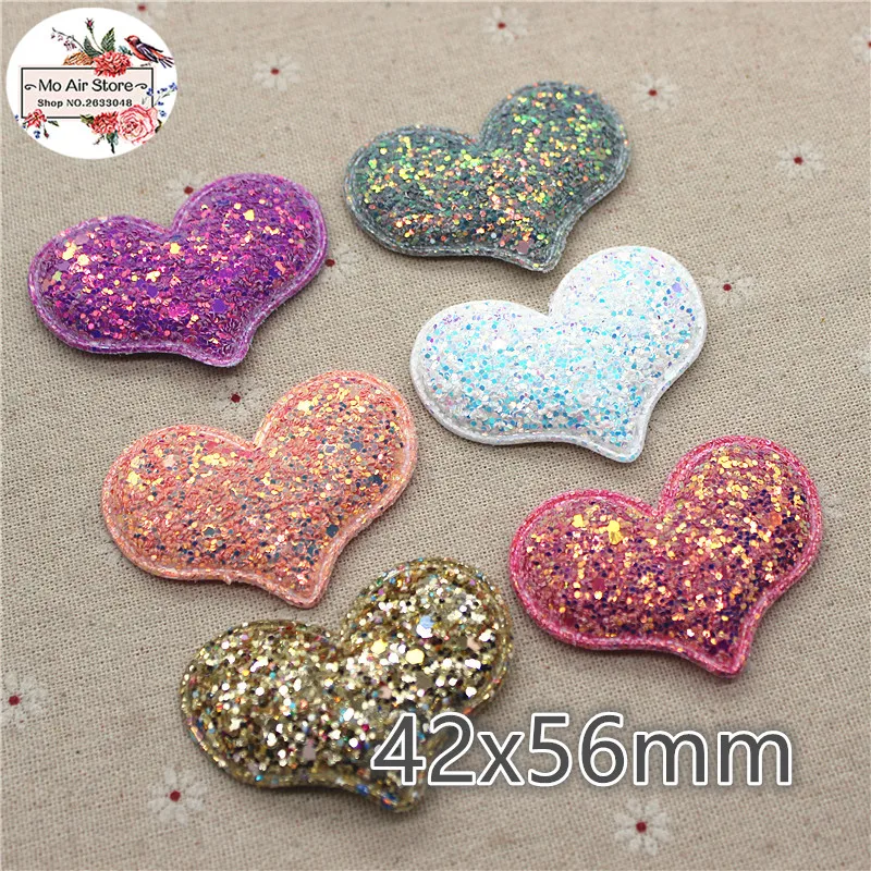 12 шт. нетканые блестящие нашивки с сердечками для одежды|glitter felt applique|felt appliqueappliques
