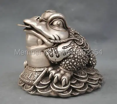 7 ''китайская Серебряная бронзовая медная статуя для укуса Жабы | Дом и сад