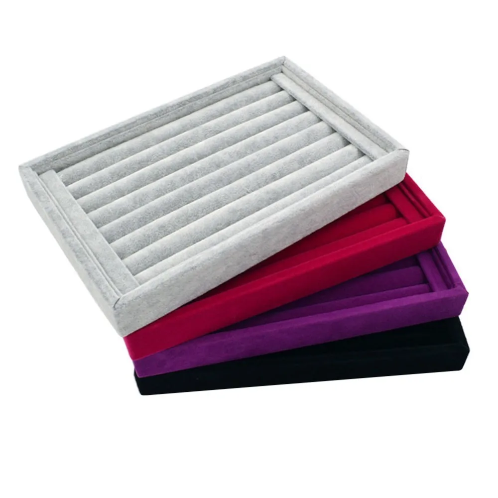 7 отделений бархатный замшевый органайзер для сережек украшений|Коробки и ящики