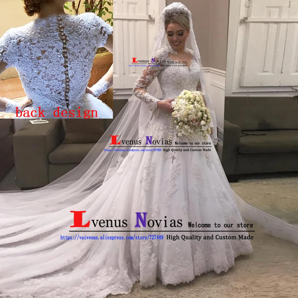 Винтажная белая Аппликация Vestido De Noiva свадебное платье роскошное кружевное с