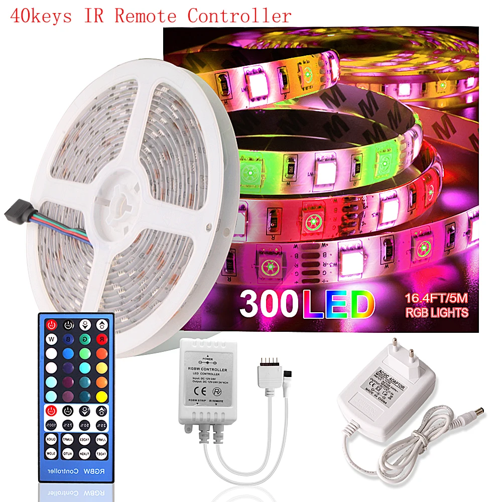 5050 RGB Светодиодные ленты 12V Водонепроницаемый с регулируемой яркостью Гибкая неоновая лампа Fita светодиодный RGB Тира светодиодный WiFi 24 клавиши/Bluetooth/2,4G пульт дистанционного управления в комплекте